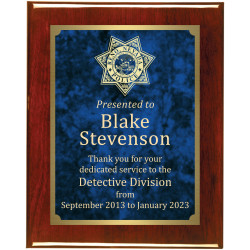 Premium Solid Hardwood Plaque with Blue and Gold Marble Texture Plate Premium Solid Hardwood Plaque with Blue and Gold Marble Texture Plate