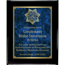Premium Solid Hardwood Plaque with Blue and Gold Marble Texture Plate Premium Solid Hardwood Plaque with Blue and Gold Marble Texture Plate