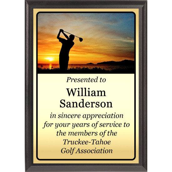 Sunset Swing Golf Plaque