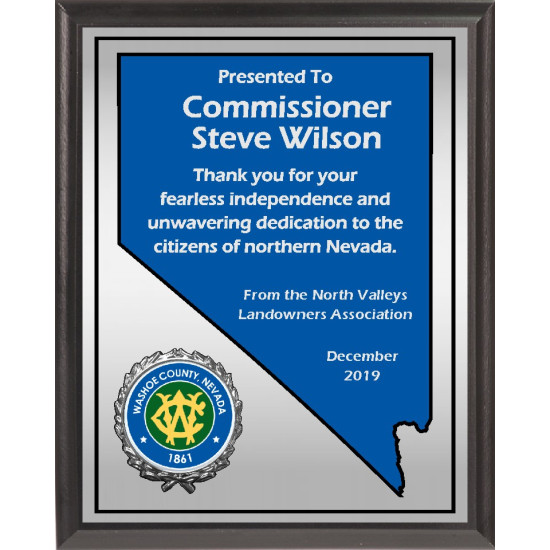 Heat Transfer Plaque, Silver Plate, Raised Medallion Holder, Nevada Theme