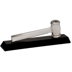 4 1/4" x 13 7/8" Crystal Gavel on Black Base
