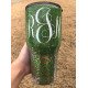Monogram Custom Glitter Tumbler, Green-Gold Monogram Custom Glitter Tumbler, Green-Gold