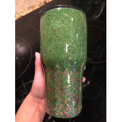 Monogram Custom Glitter Tumbler, Green-Gold Monogram Custom Glitter Tumbler, Green-Gold