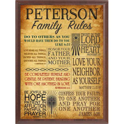 Bible "Family Rules" Wall Plaque
