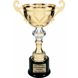 Gold Metal Cup Trophy on Plastic Base, 13"