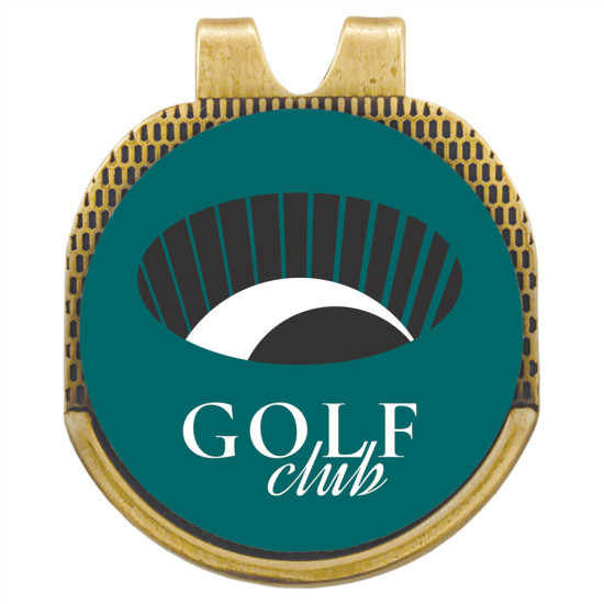 Antique Gold Hat Clip with Custom Golf Ball Marker